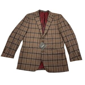 New with Tags Indochino Brown Plaid Men's Suit. Size approximate 42